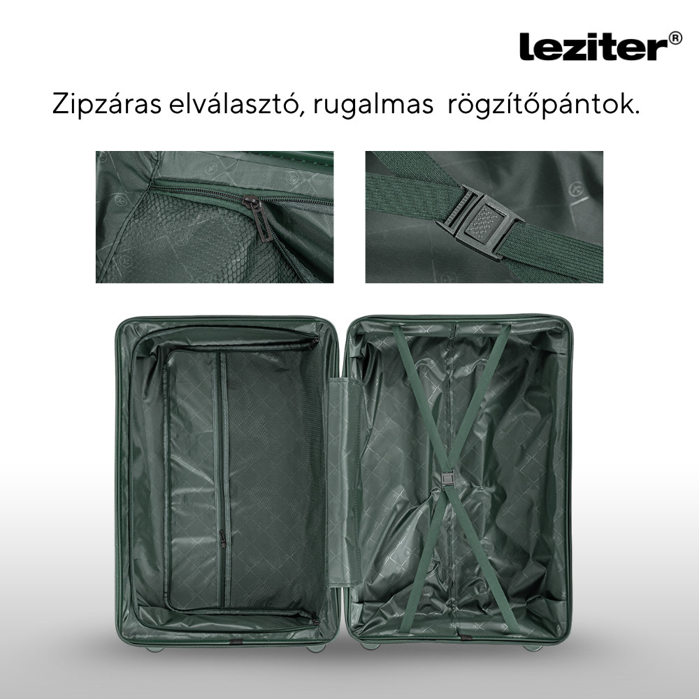 Valiză de cabină Leziter TraveLux Endure 55x40x20 cm, hard top, verde închis
