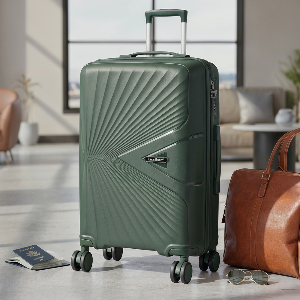 Valiză de cabină Leziter TraveLux Endure 55x40x20 cm, hard top, verde închis