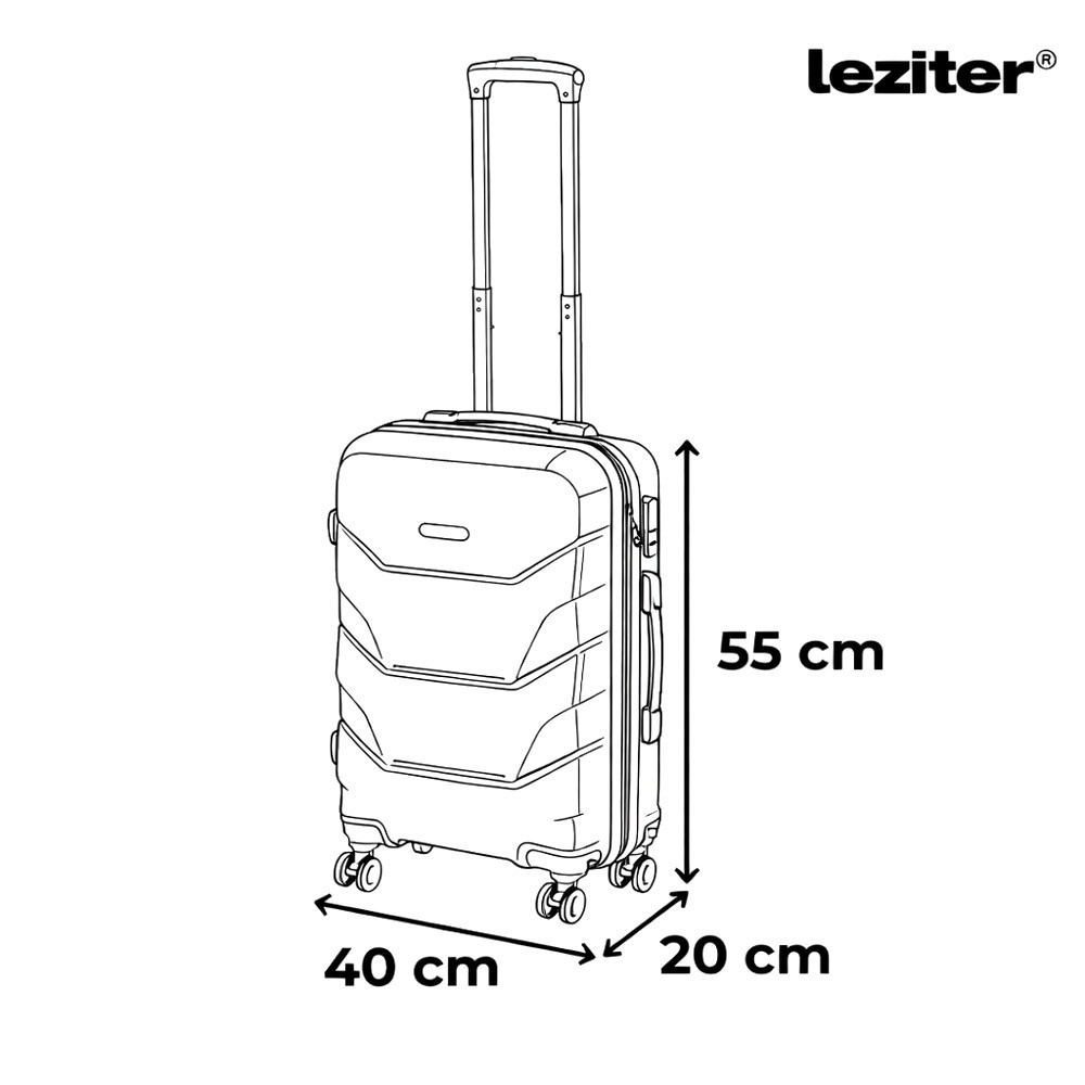 Valiză de cabină Leziter TravelLux Max hard top, roți detașabile, 35x55x20 cm, neagră