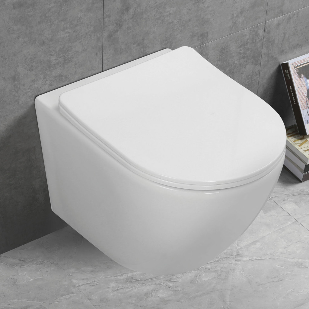 Vas WC suspendat Kerra Kasos rimless, alb, cu capac Duroplast soft-close