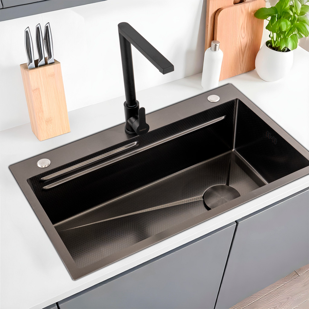 Chiuvetă bucătărie Leziter Holly 75x46 cm, inox 304 negru, nano-coating