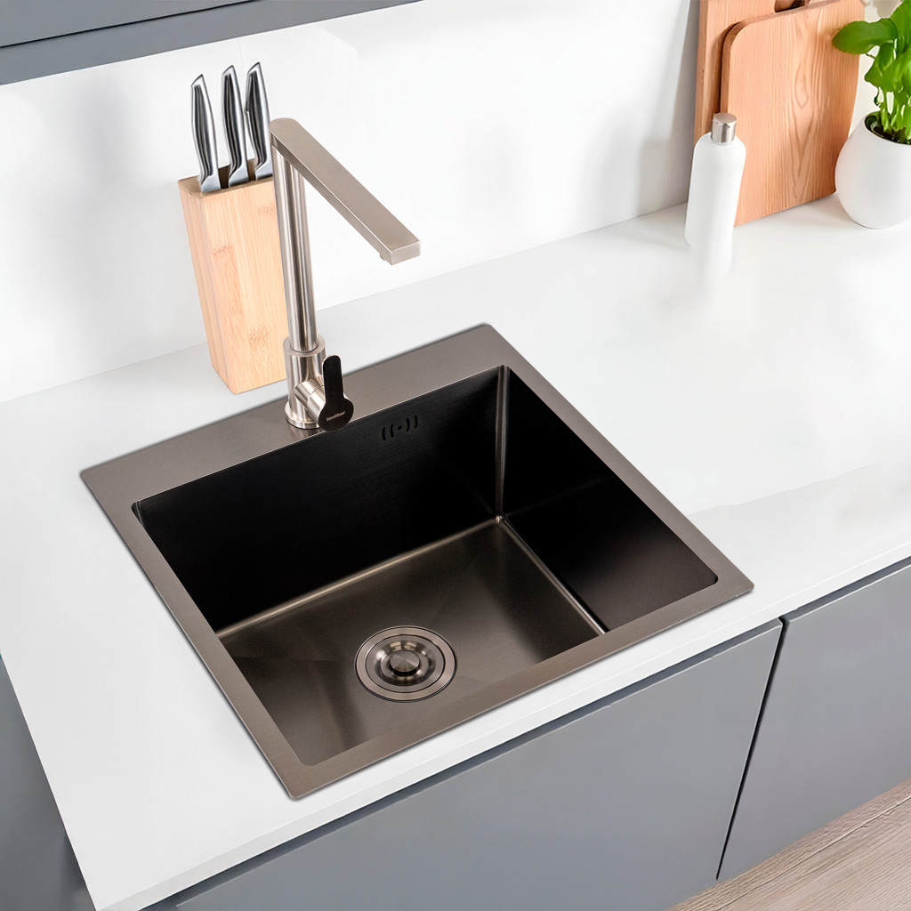Chiuvetă bucătărie Leziter Korin 50x50 cm, inox 304, nano negru