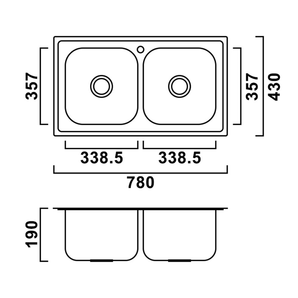 Chiuvetă bucătărie inox Leziter Nago cu 2 cuve, 78x43 cm, inox 304