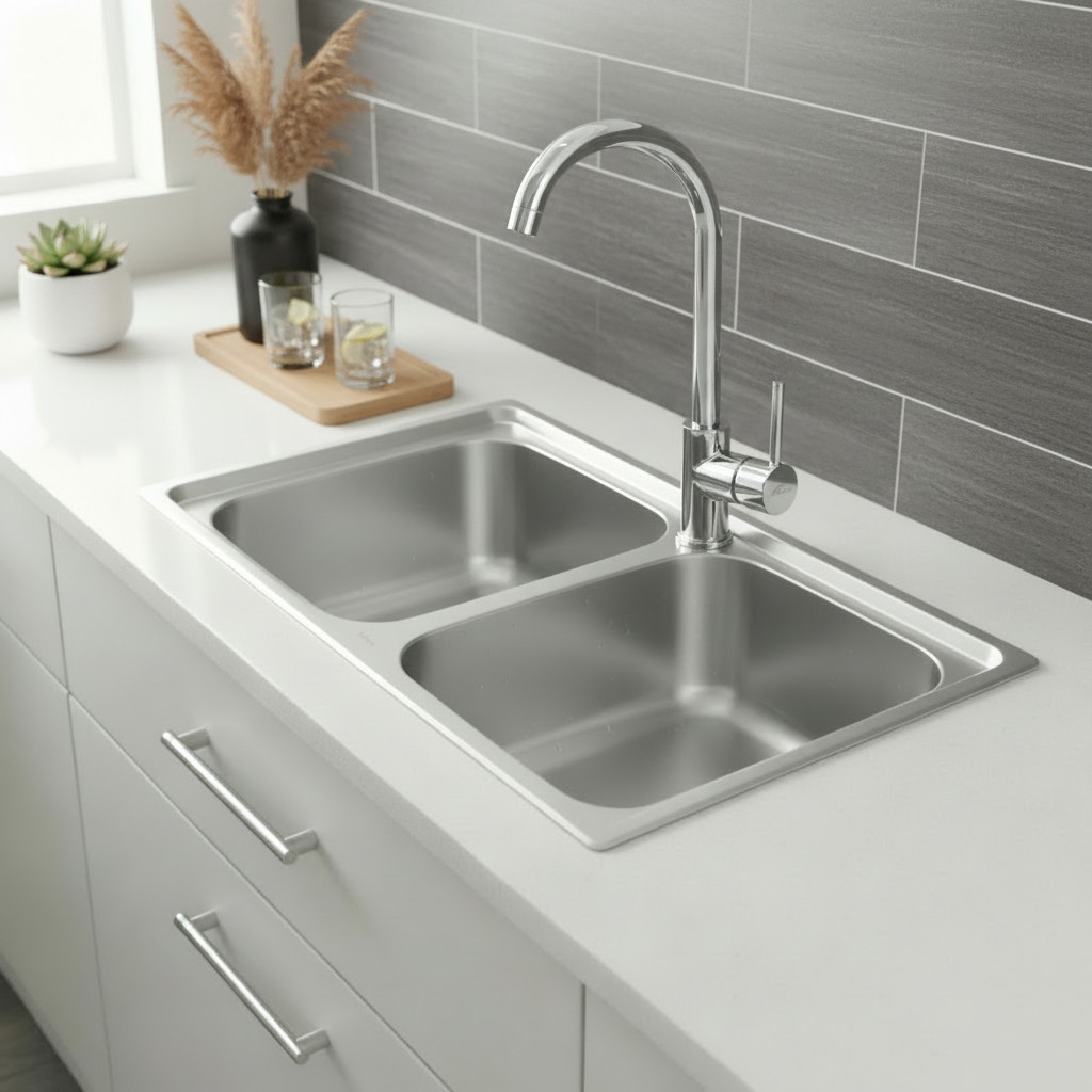 Chiuvetă bucătărie inox Leziter Nago cu 2 cuve, 78x43 cm, inox 304