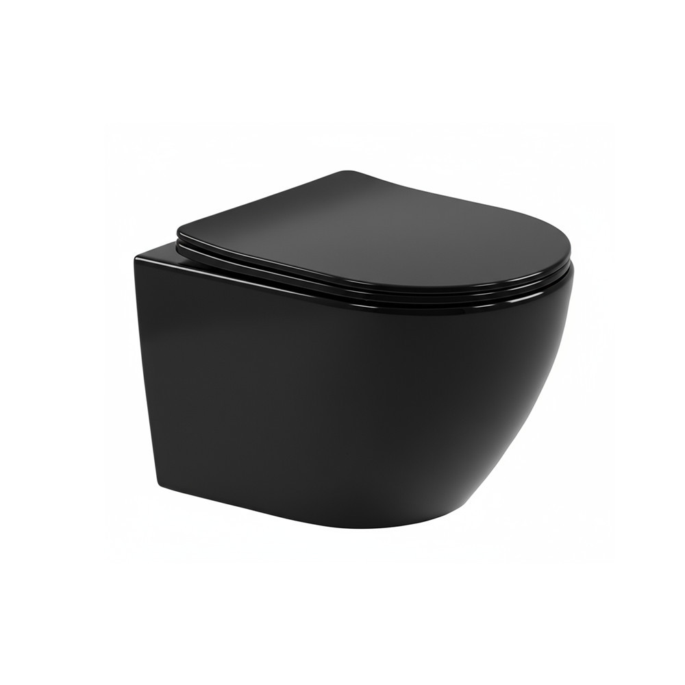 WC suspendat Leziter Delano rimless, negru, cu capac soft close