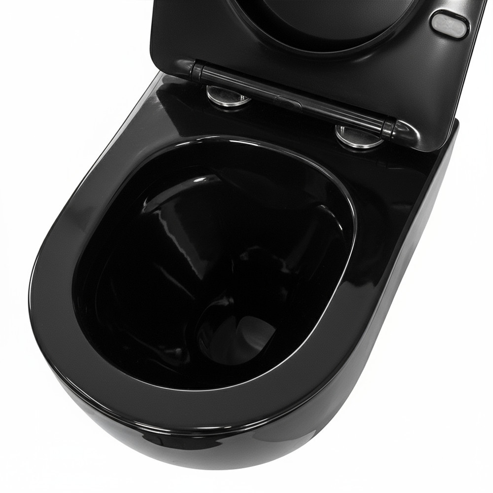 WC suspendat Leziter Delano rimless, negru, cu capac soft close