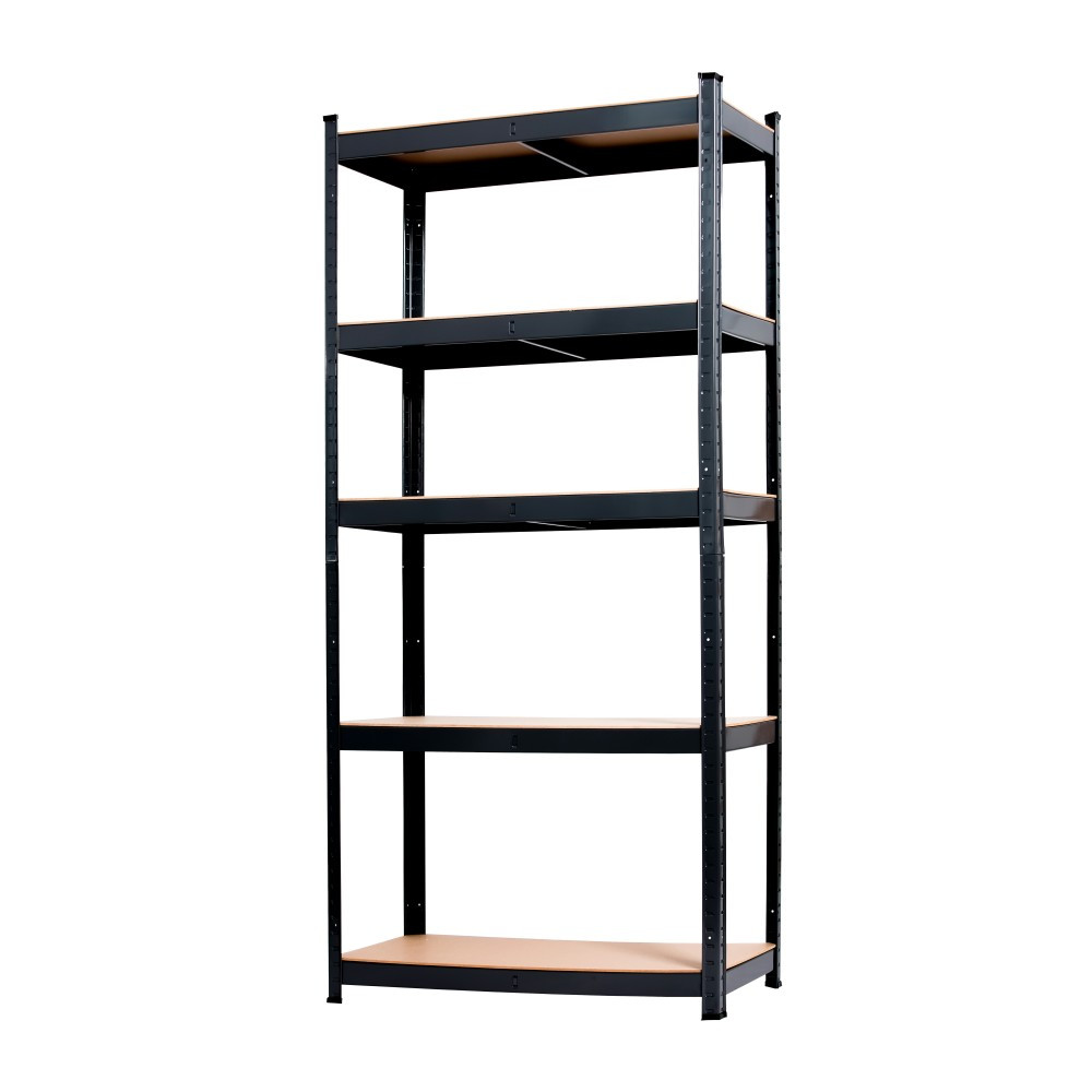 Raft metalic Leziter rezistent, 150x70x30 cm, 150 kg, negru, 4 polițe reglabile