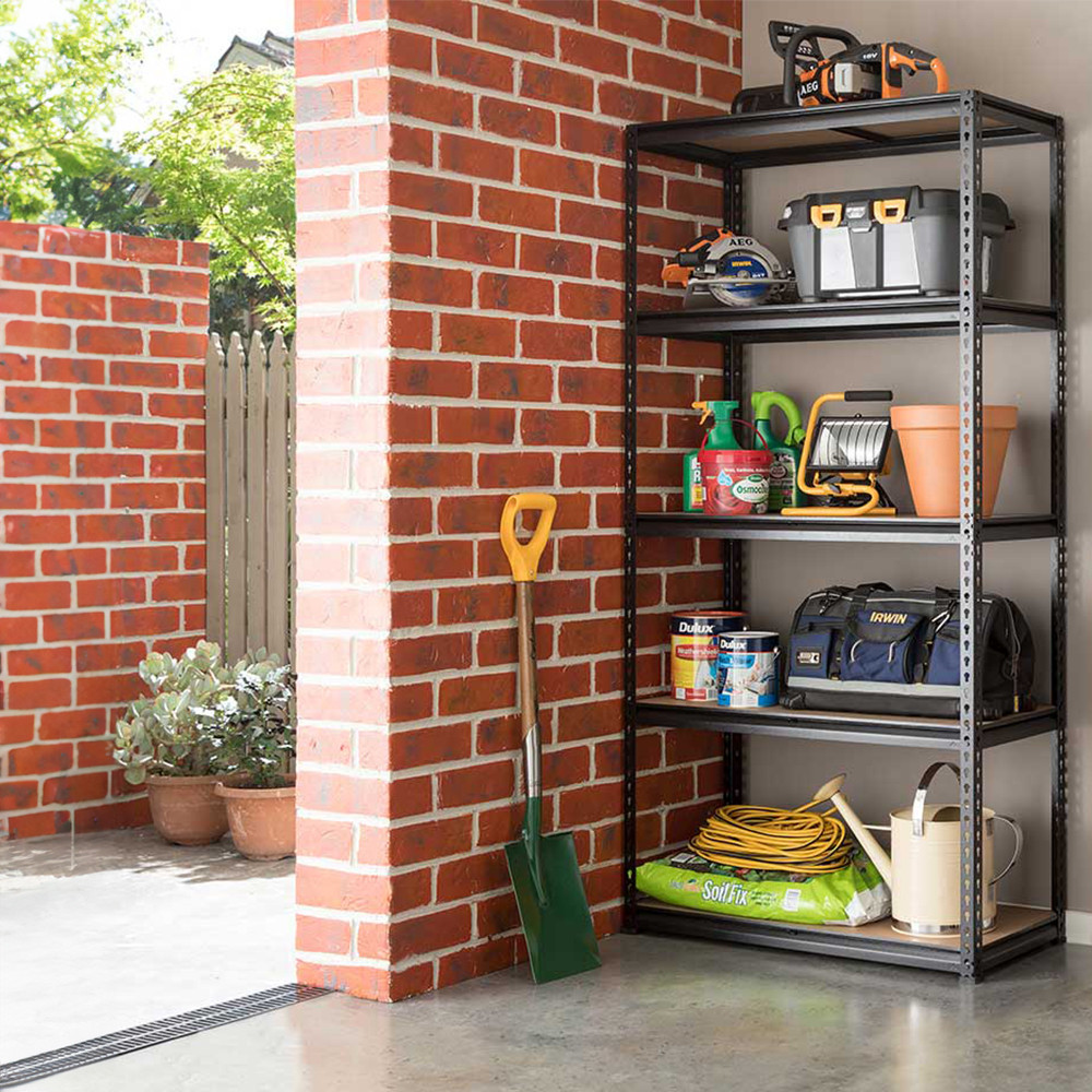 Raft metalic Leziter pentru depozitare grea, 180x90x40 cm, 175 kg, negru