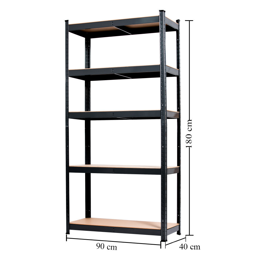 Raft metalic Leziter pentru depozitare grea, 180x90x40 cm, 175 kg, negru