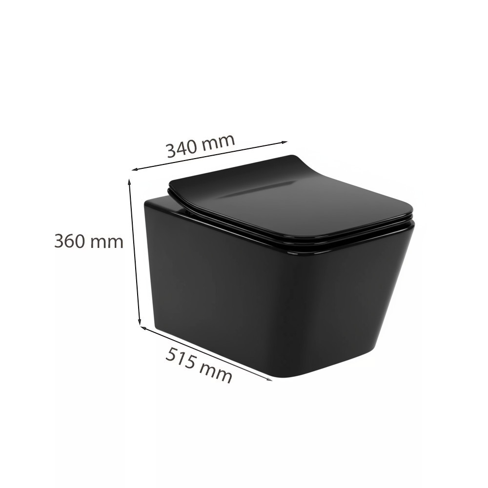 Vas WC suspendat rimless Leziter Tina, negru, cu capac Slim Soft Close