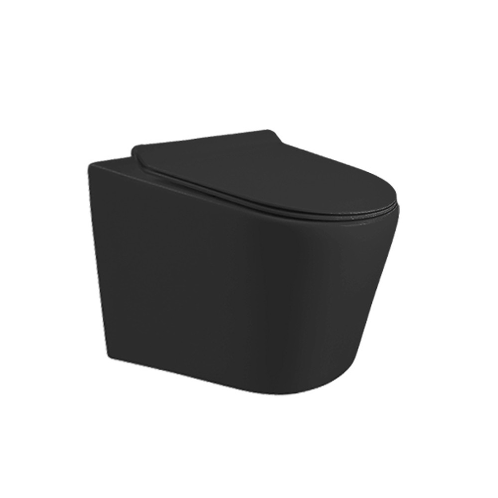 Vas WC suspendat Leziter Ride rimless, negru mat, cu capac soft-close