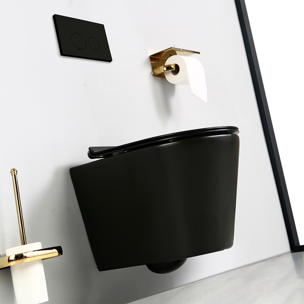 Vas WC suspendat Leziter Ride rimless, negru mat, cu capac soft-close