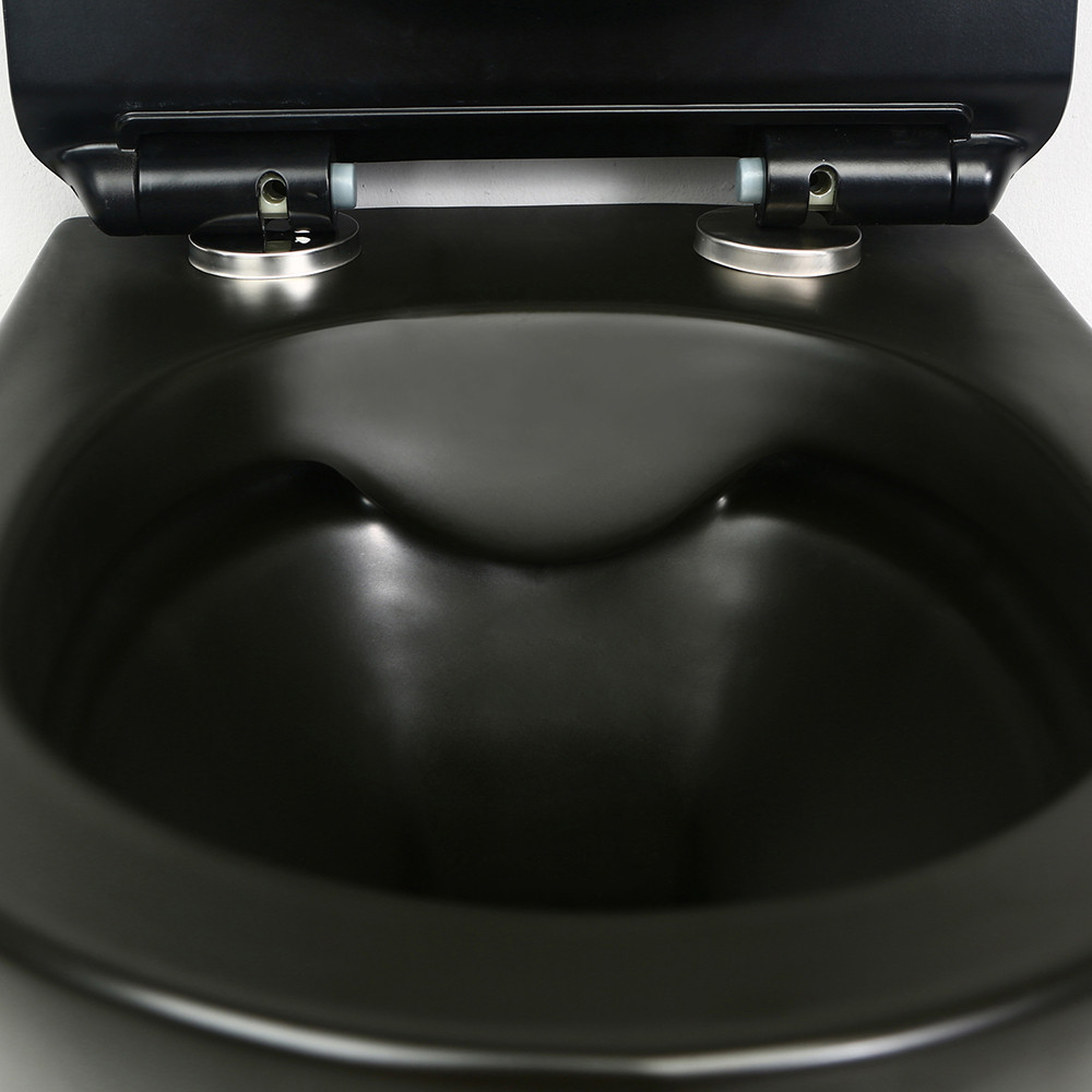Vas WC suspendat Leziter Ride rimless, negru mat, cu capac soft-close