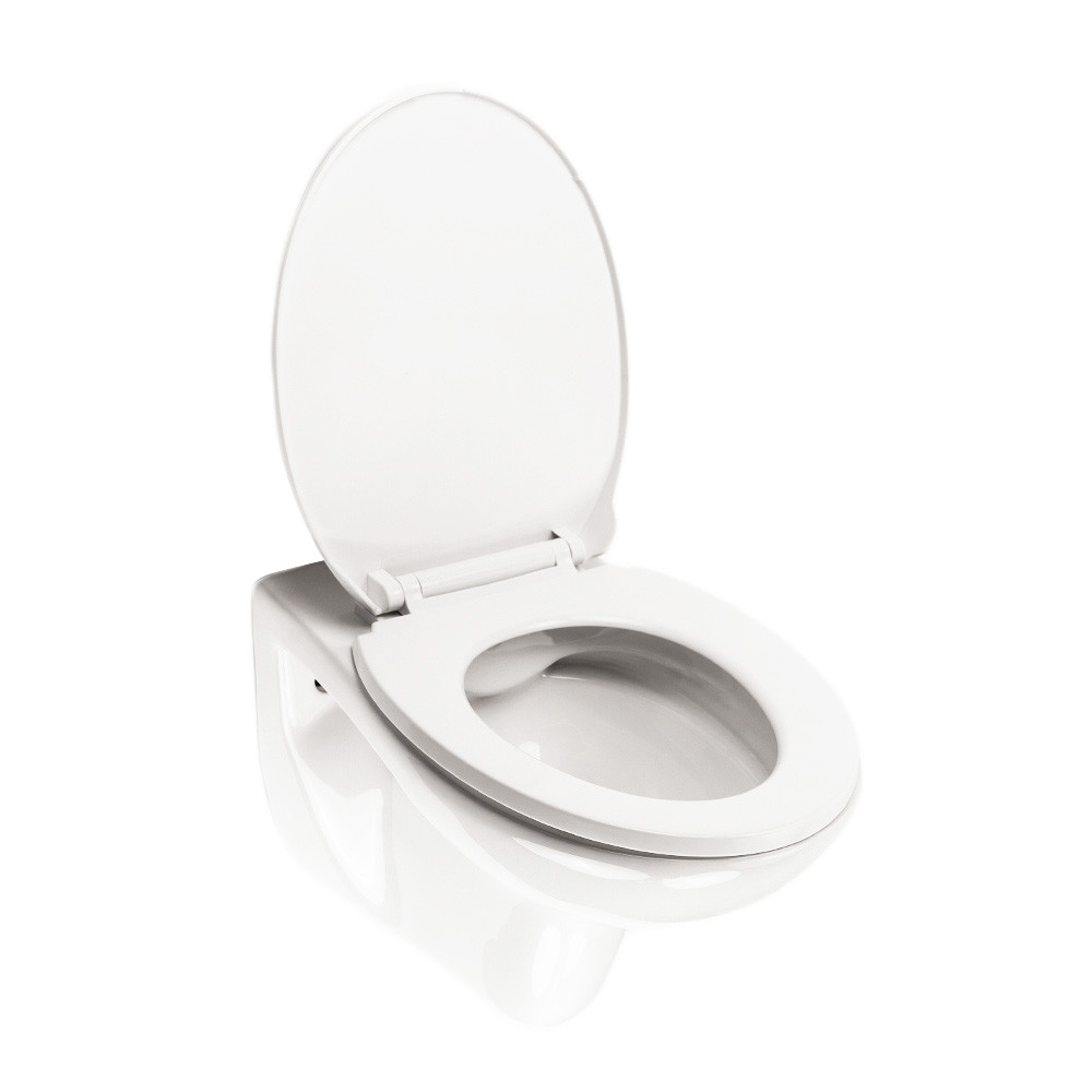 Vas WC suspendat Leziter Roya din ceramica alba, cu capac soft-close si scaun