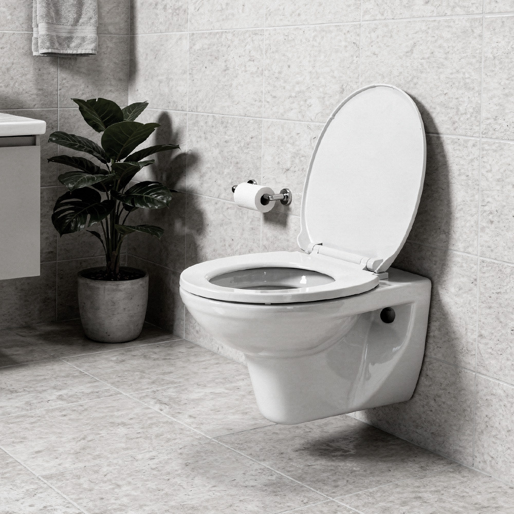 Vas WC suspendat Leziter Roya din ceramica alba, cu capac soft-close si scaun