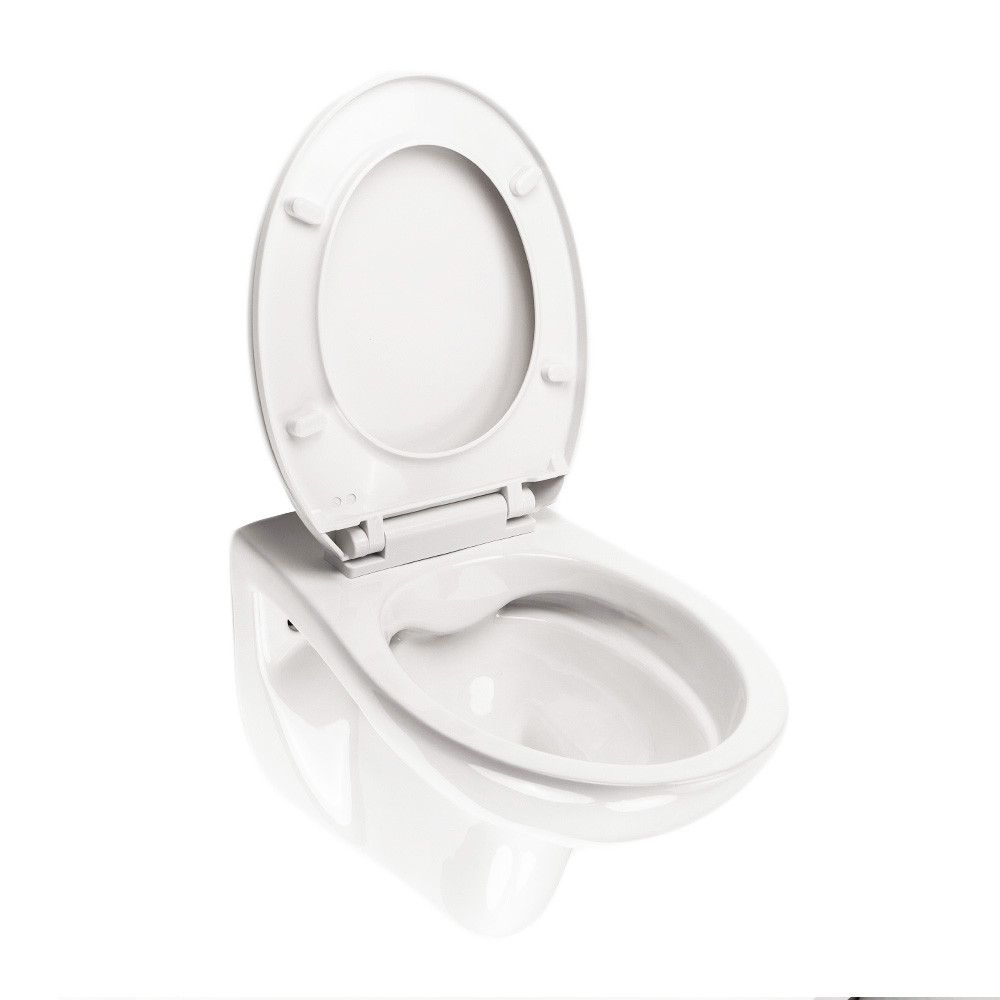 Vas WC suspendat Leziter Roya din ceramica alba, cu capac soft-close si scaun