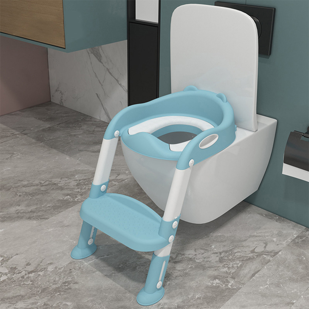 Reductor WC cu scară pentru copii Leziter, pliabil, reglabil 6 trepte, albastru