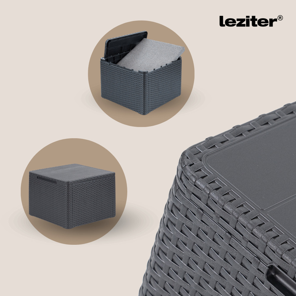 Masă de depozitare pentru perne Curver Claire, grafit, 55,5 x 55,5 cm