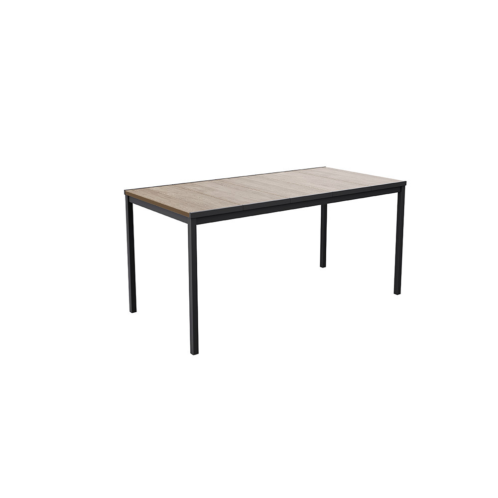 Masă de grădină Curver Porto 160 din plastic, efect lemn frasin, 159×95 cm