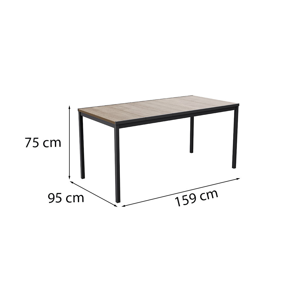 Masă de grădină Curver Porto 160 din plastic, efect lemn frasin, 159×95 cm