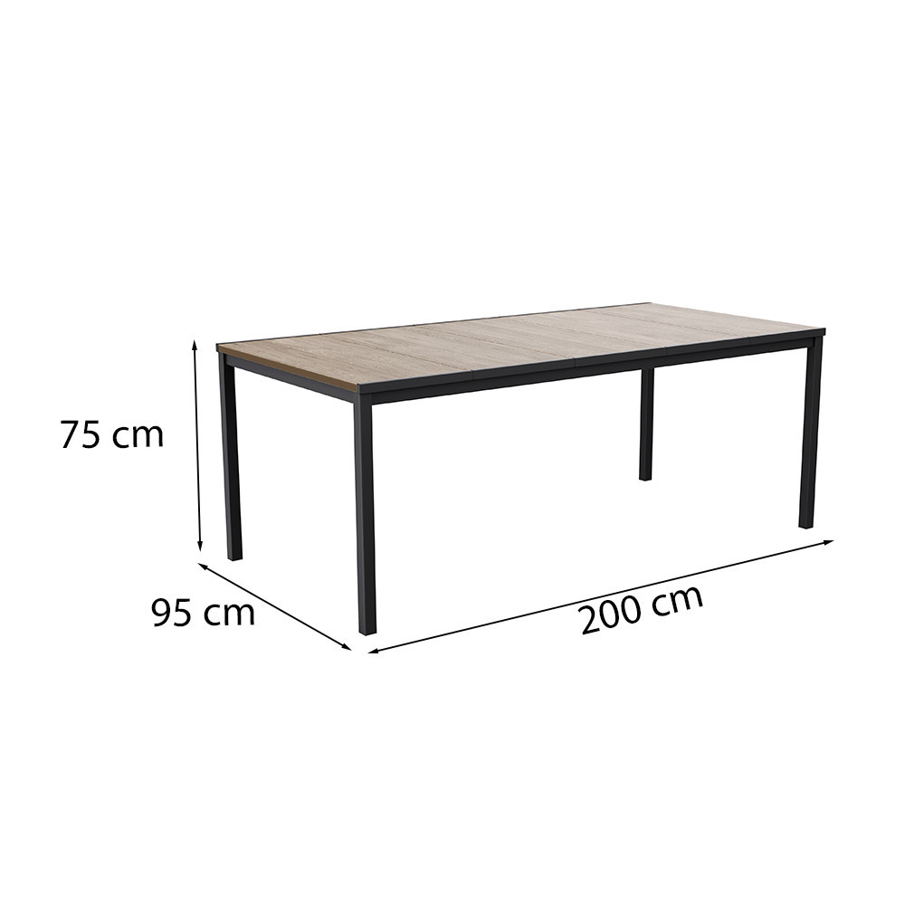 Masă de grădină Curver Porto 200 din plastic, 200x95 cm, efect lemn frasin
