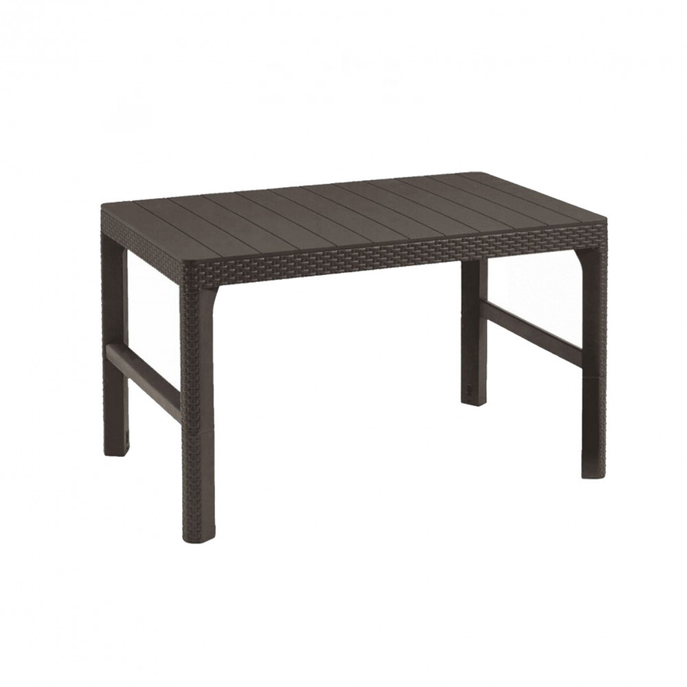 Masă de grădină Curver Lyon aspect ratan maro, pliabilă, 116 x 71 cm