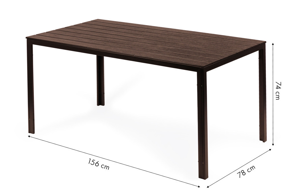 Masă de grădină Homelux pentru 6 persoane, 156x78 cm, polywood maro