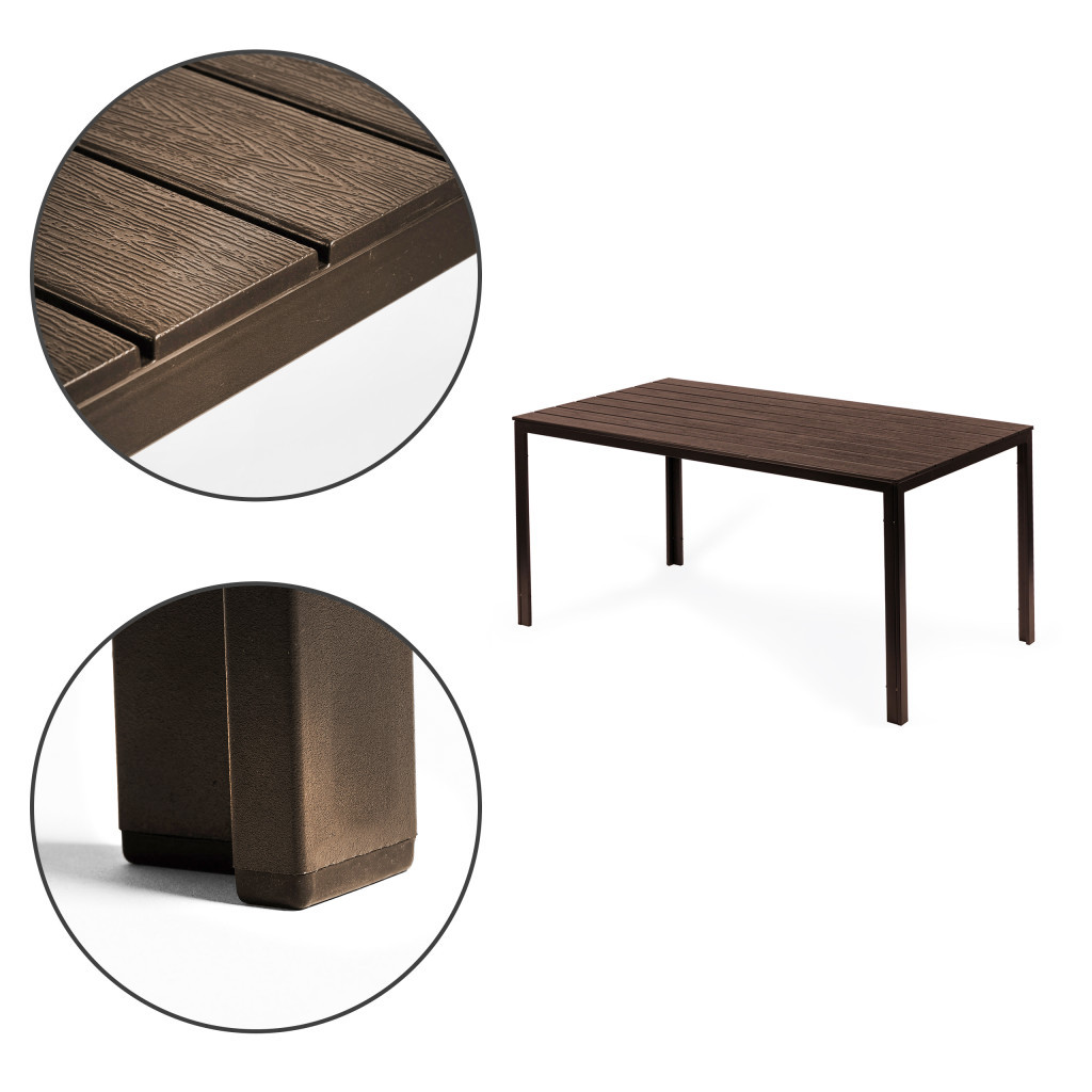 Masă de grădină Homelux pentru 6 persoane, 156x78 cm, polywood maro