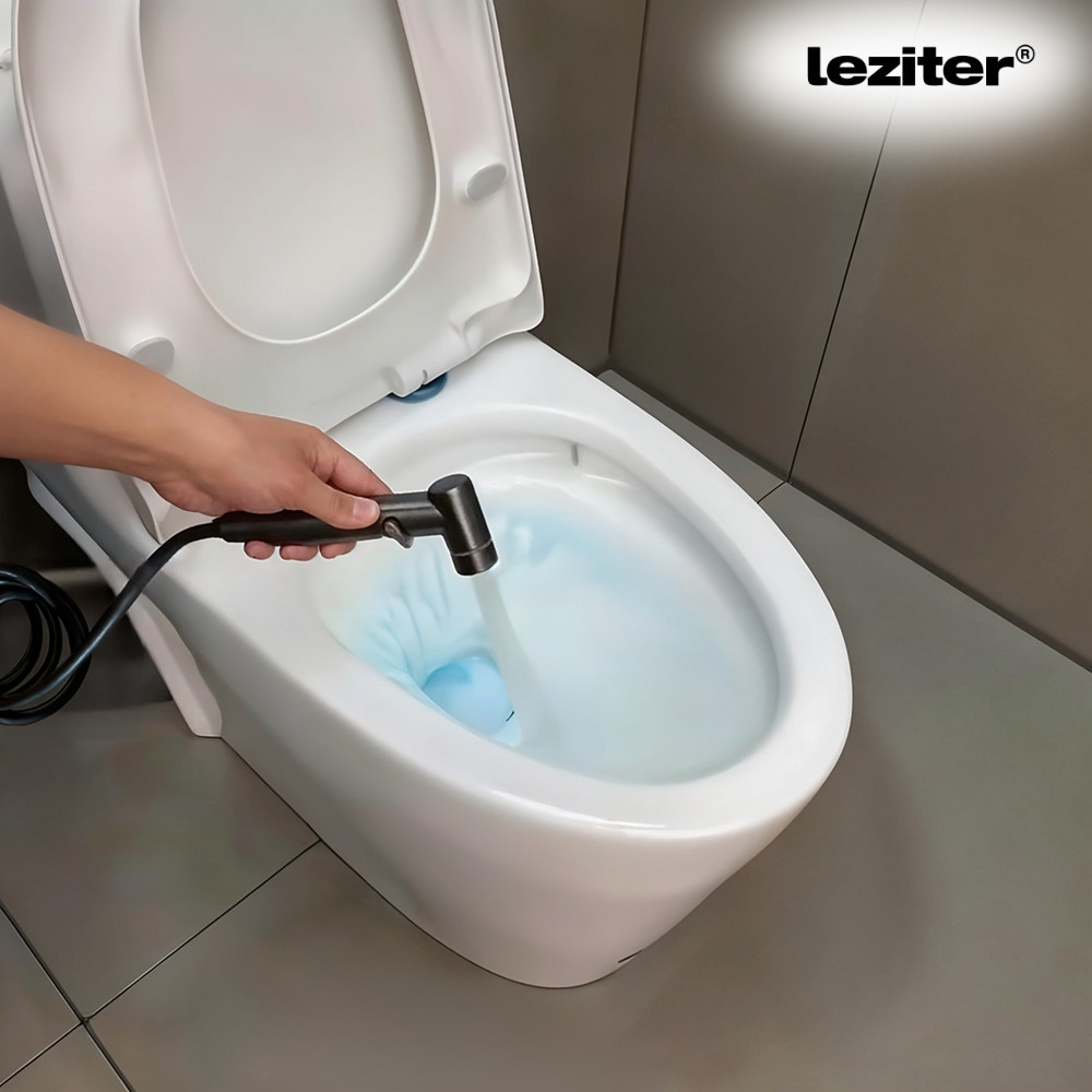 Duș igienic pentru WC/bidet Leziter Azure negru, inox 304, furtun spiralat 2 m