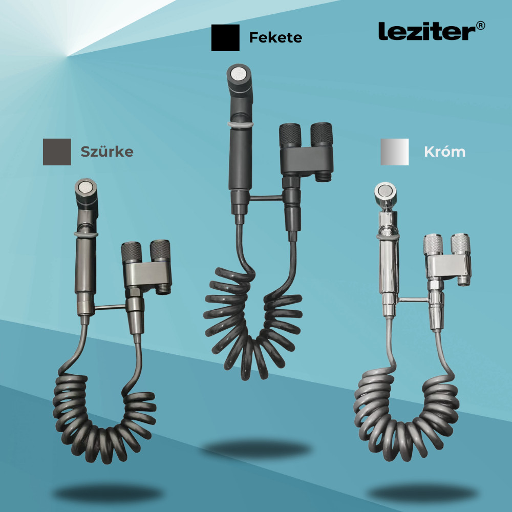 Duș igienic pentru WC/bidet Leziter Azure negru, inox 304, furtun spiralat 2 m