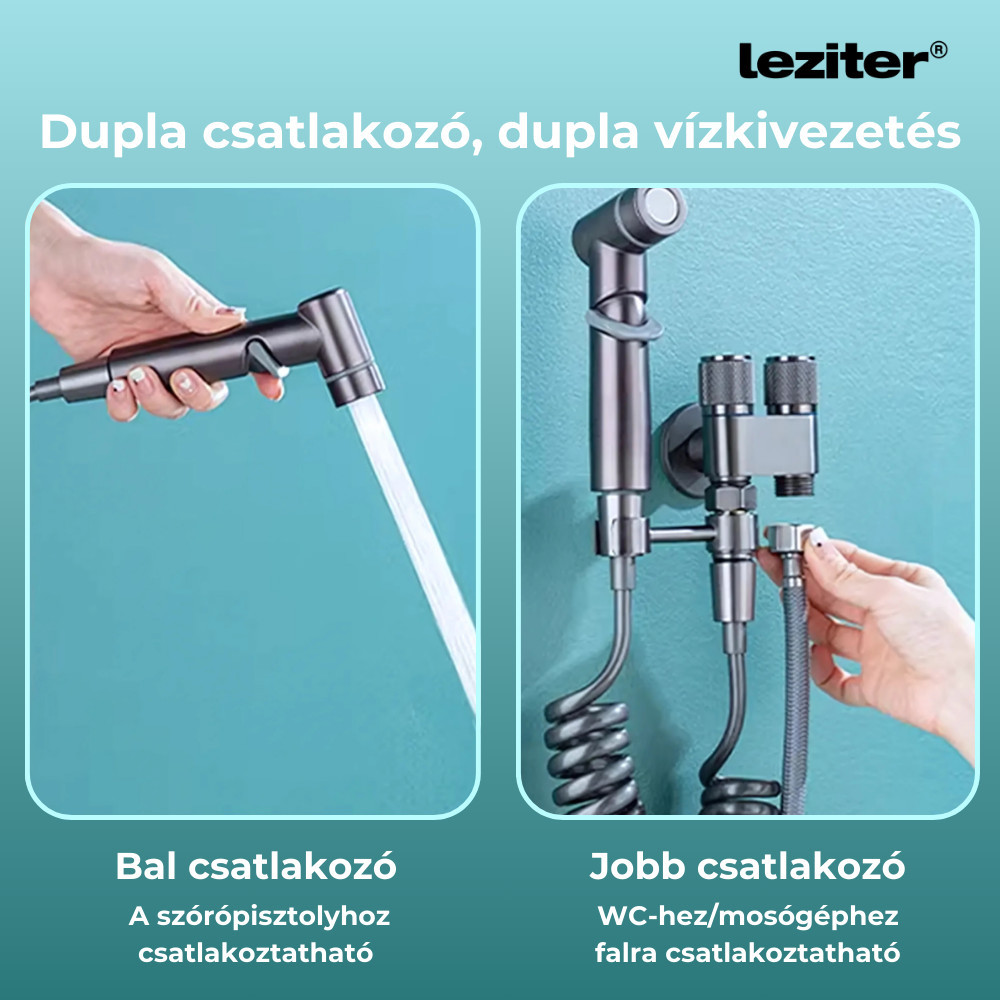 Duș igienic pentru WC/bidet Leziter Azure negru, inox 304, furtun spiralat 2 m
