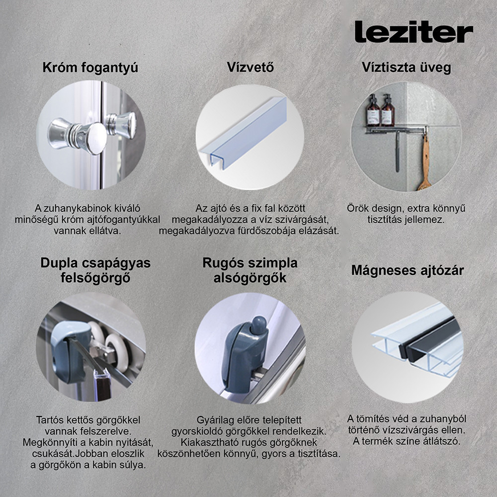 Cabină de duș cu hidromasaj Leziter Mila 90x90 cm, curbată, albă, tavă adâncă