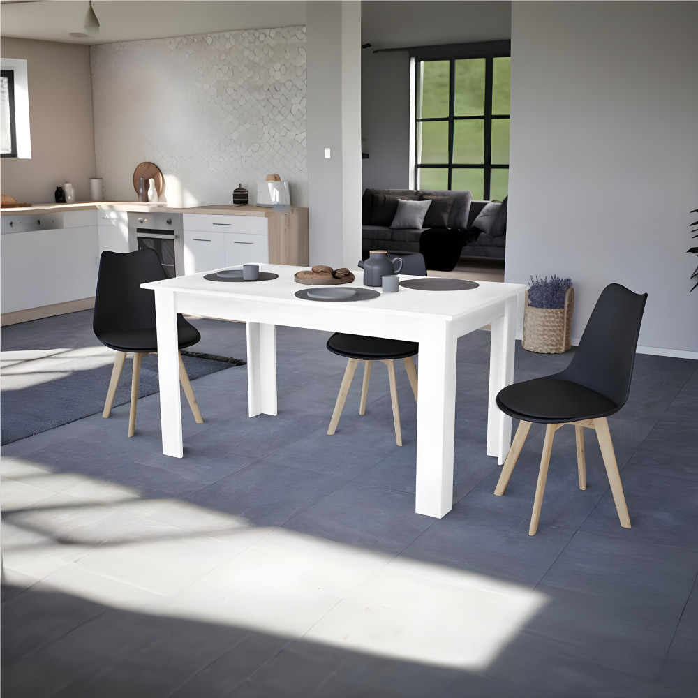 Masă de dining Leziter Yorki Standard albă 140x80 cm, pentru 6 persoane