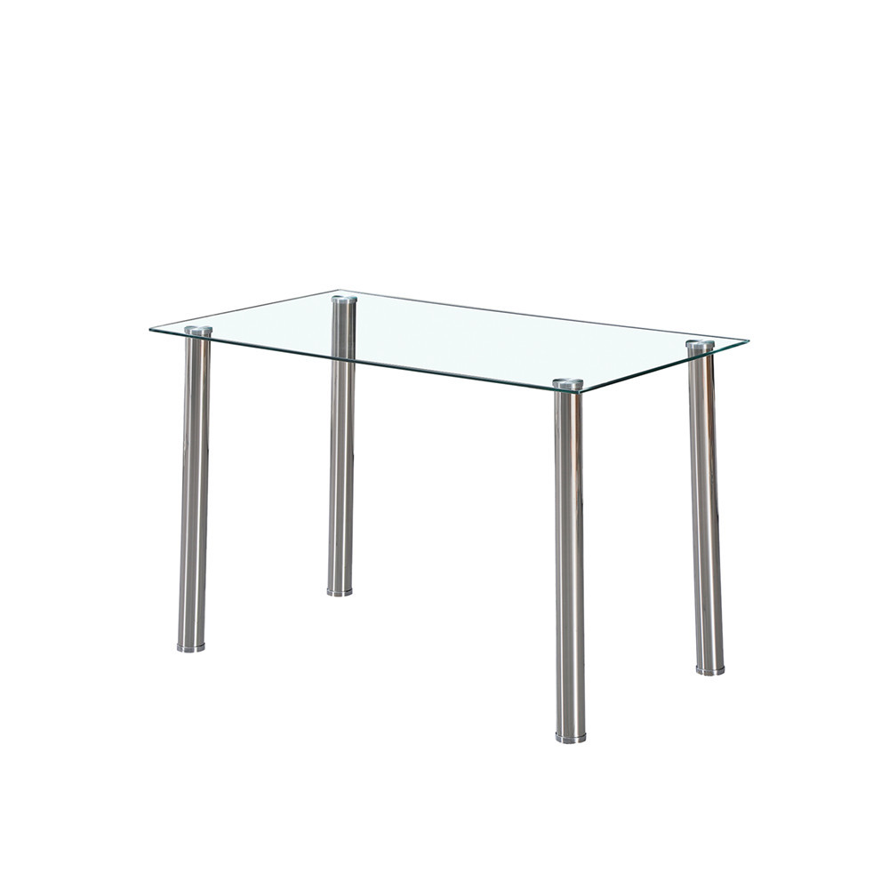 Masă de dining pătrată Leziter Berna 140 cm, sticlă transparentă
