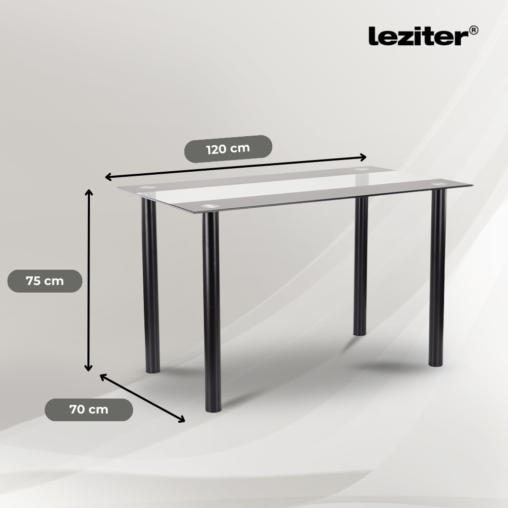 Masă de dining Leziter Riona 120x70 cm, blat din sticlă securizată neagră