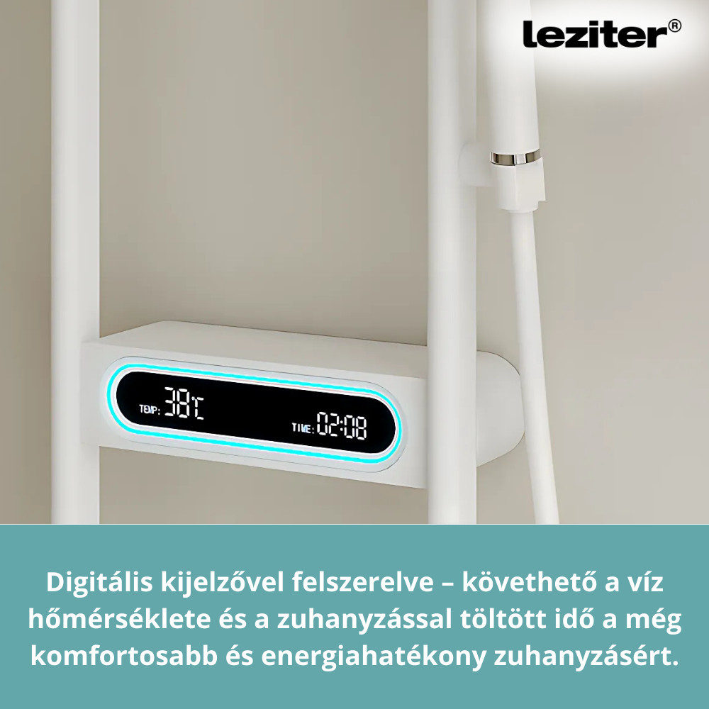 Set de duș digital Leziter Tropic cu baterie termostatică și afișaj, alb