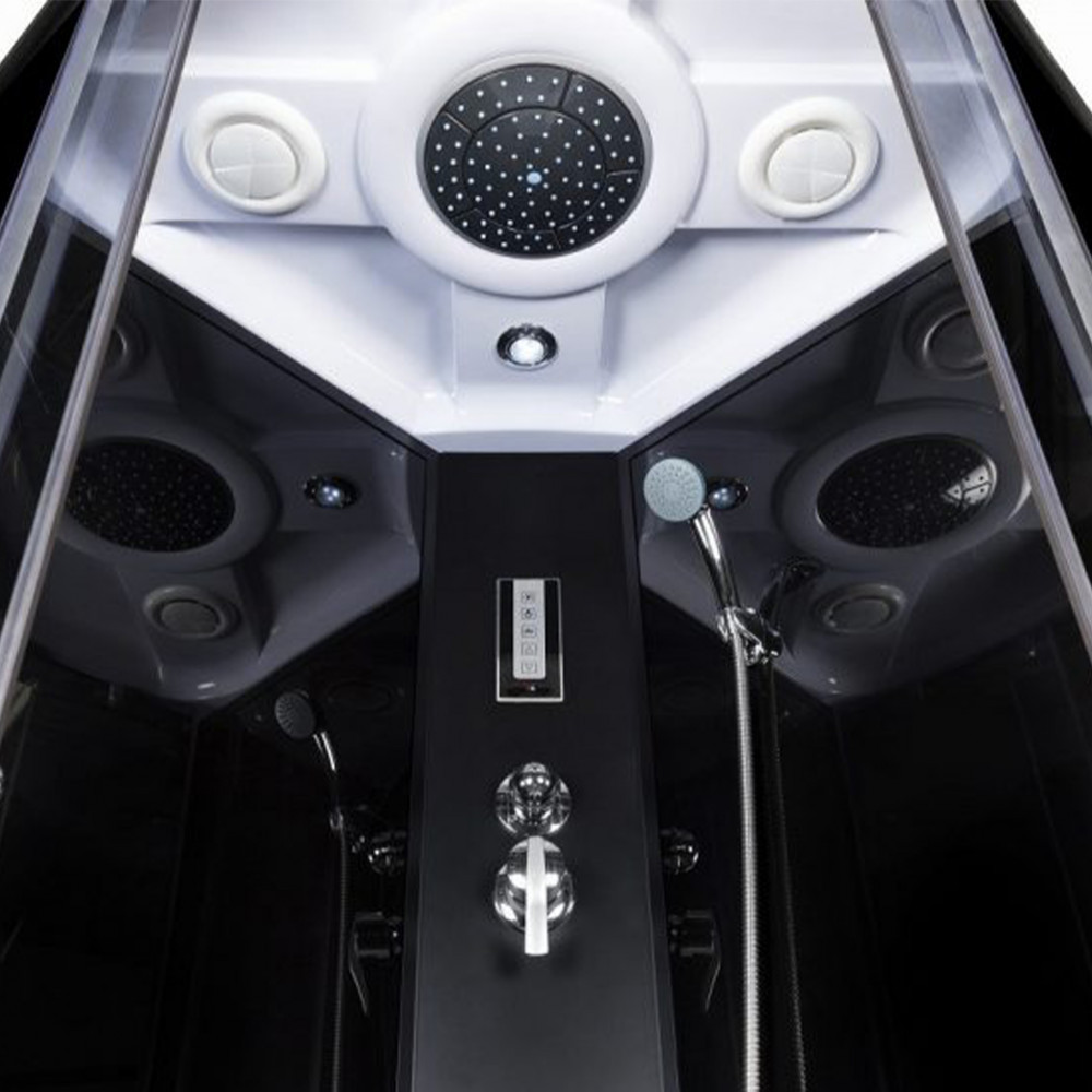 Cabină de duș cu hidromasaj Kerra Vigo 80x80 cm, curbată, negru