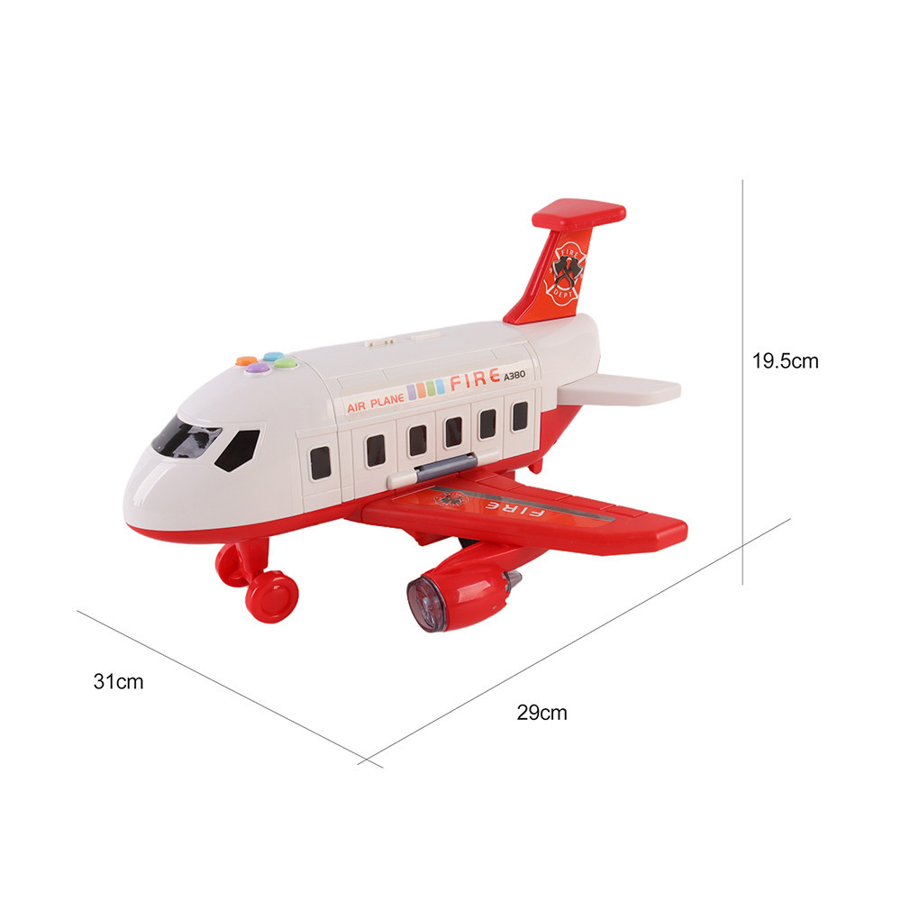 Leziter avion de transport pentru pompieri cu 4 masini, lumini, sunete si accesorii