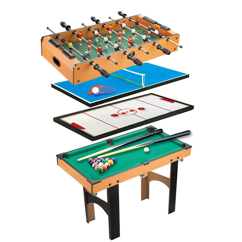 Masă de joc multifuncțională Leziter 4 în 1: foosball, biliard, ping-pong, air hockey