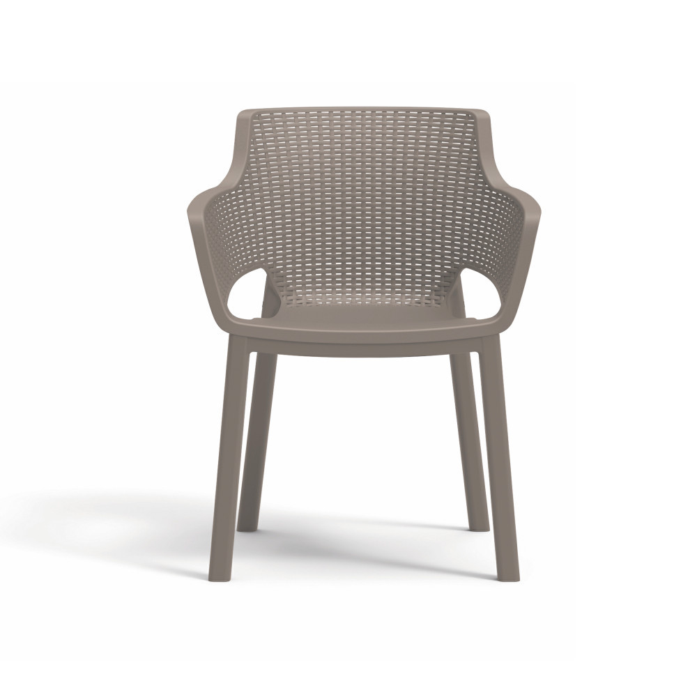 Scaun de grădină Curver Eva din plastic, cappuccino, stivuibil și confortabil