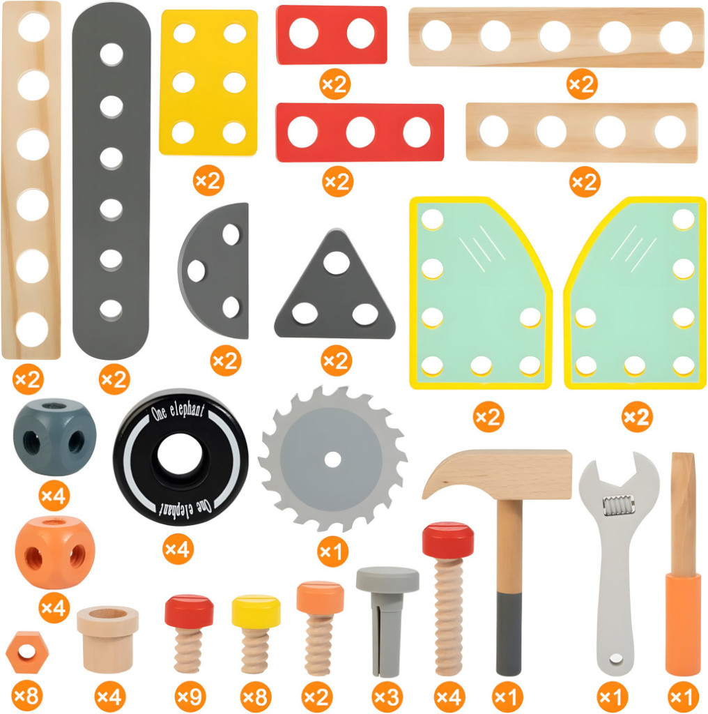 Banc de lucru din lemn pentru copii Homelux, atelier DIY cu unelte și accesorii, 3+ ani