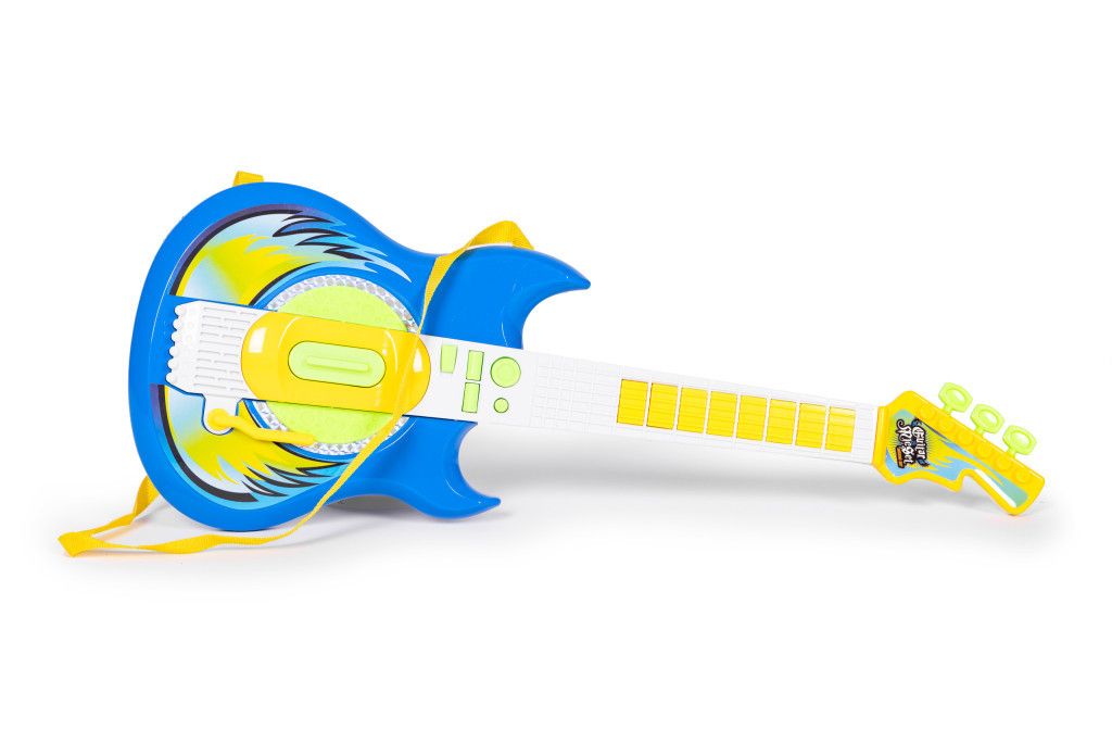 Set chitară electrică pentru copii Homelux cu microfon pe suport, conectare MP3, albastru