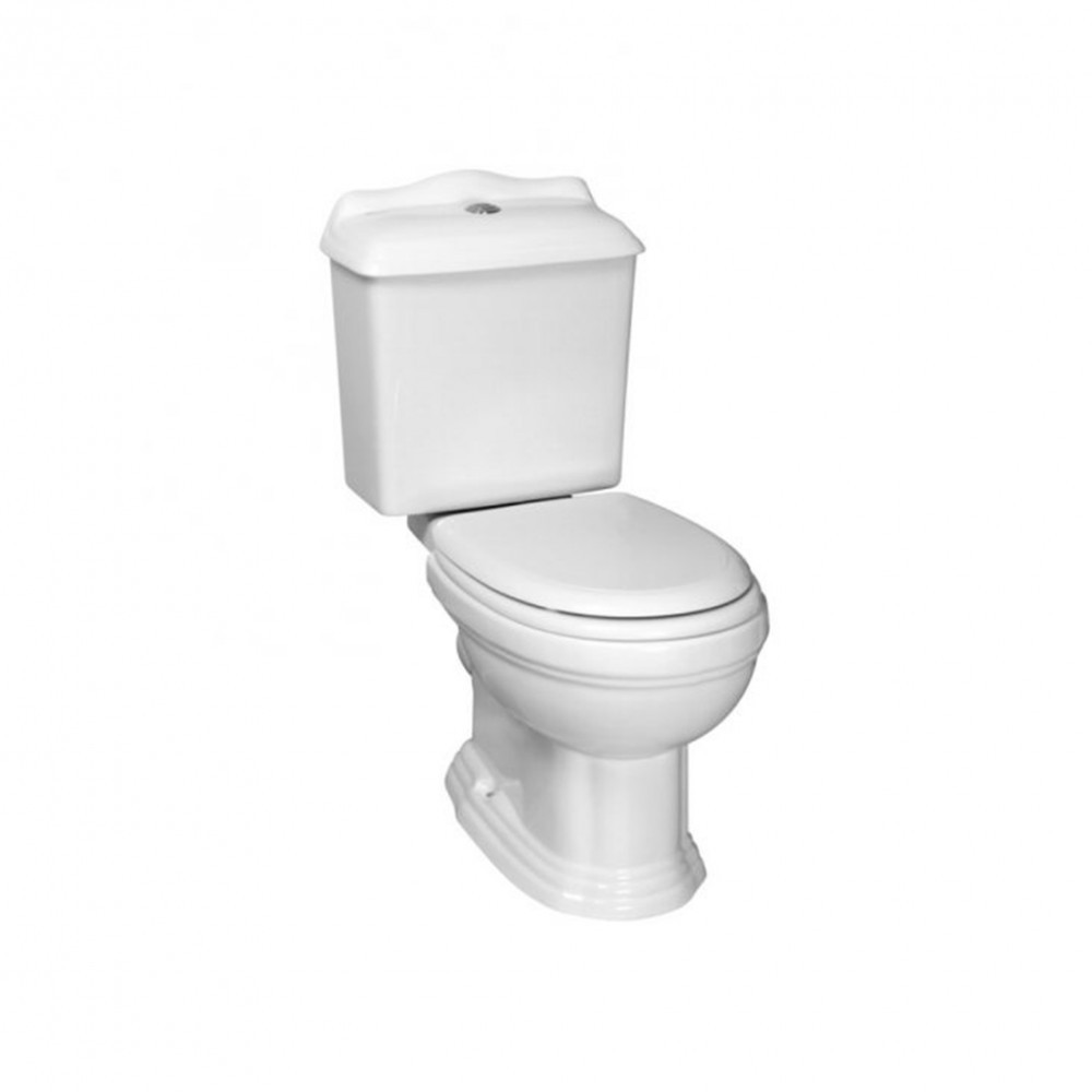 Toaletă monobloc retro Kerra KR-13, ceramică albă, evacuare spate