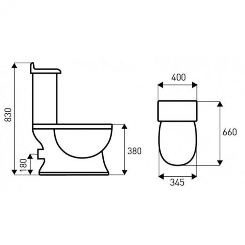 Toaletă monobloc retro Kerra KR-13, ceramică albă, evacuare spate