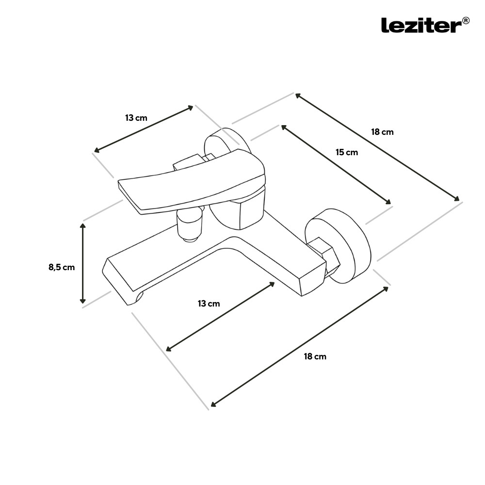 Robinet de umplere cadă Leziter Arno, monocomandă, finisaj cromat, 15 cm