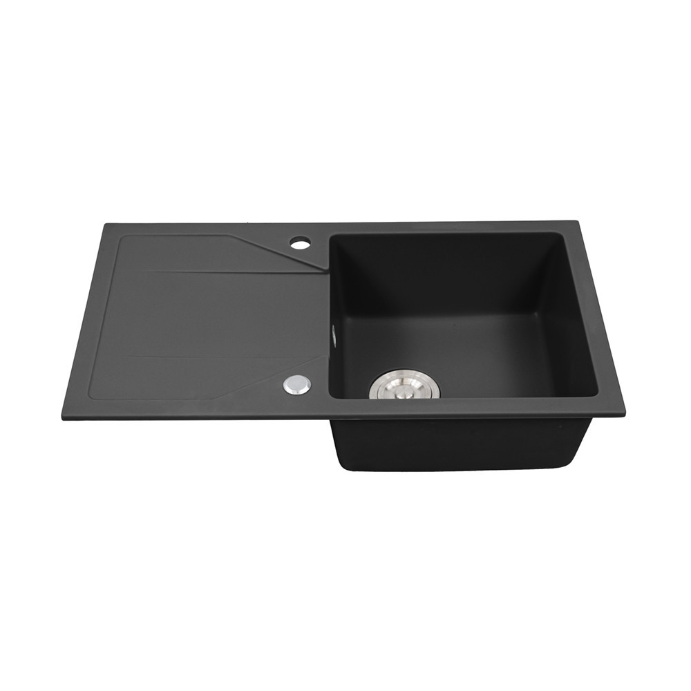 Chiuvetă de bucătărie Leziter Gori din granit negru, 1 cuvă, cu scurgător