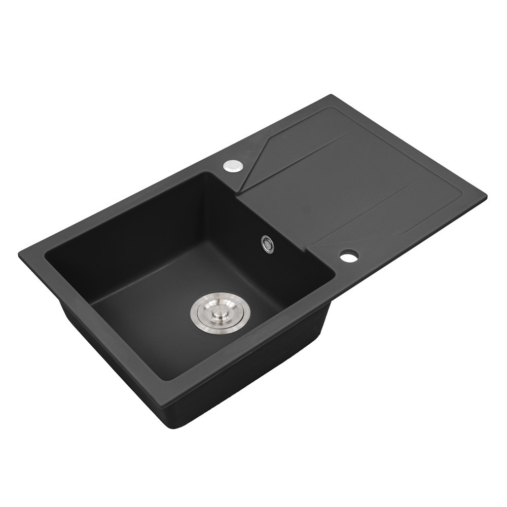 Chiuvetă de bucătărie Leziter Gori din granit negru, 1 cuvă, cu scurgător
