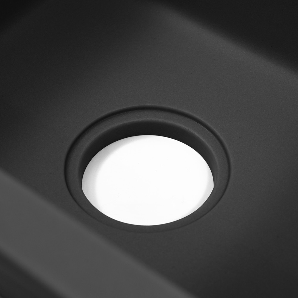 Chiuvetă de bucătărie Leziter Gori din granit negru, 1 cuvă, cu scurgător