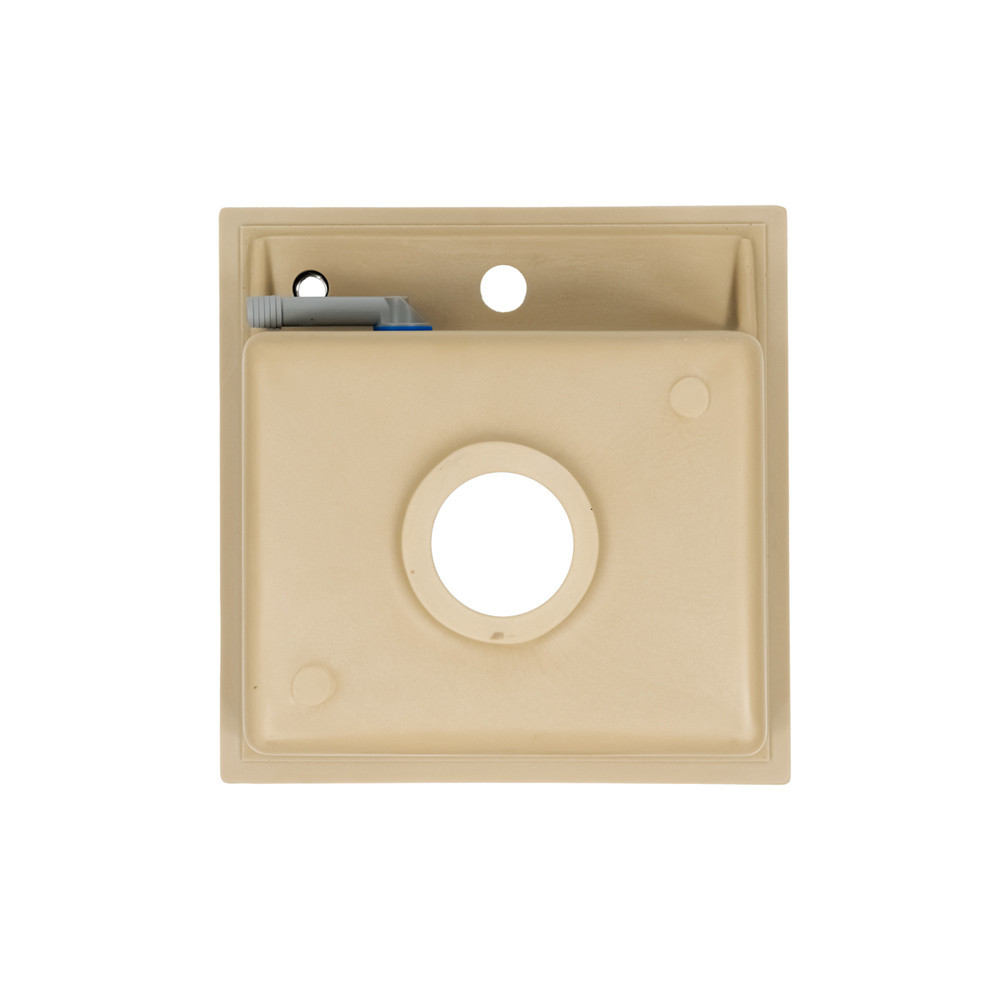 Chiuvetă bucătărie pătrată Leziter Nia din granit bej, 1 cuvă, încastrată