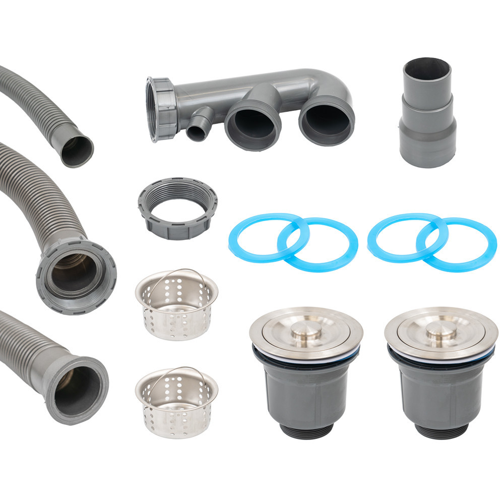 Chiuvetă încastrată din granit Leziter Tia, bej, cu 2 cuve, 780x435 mm